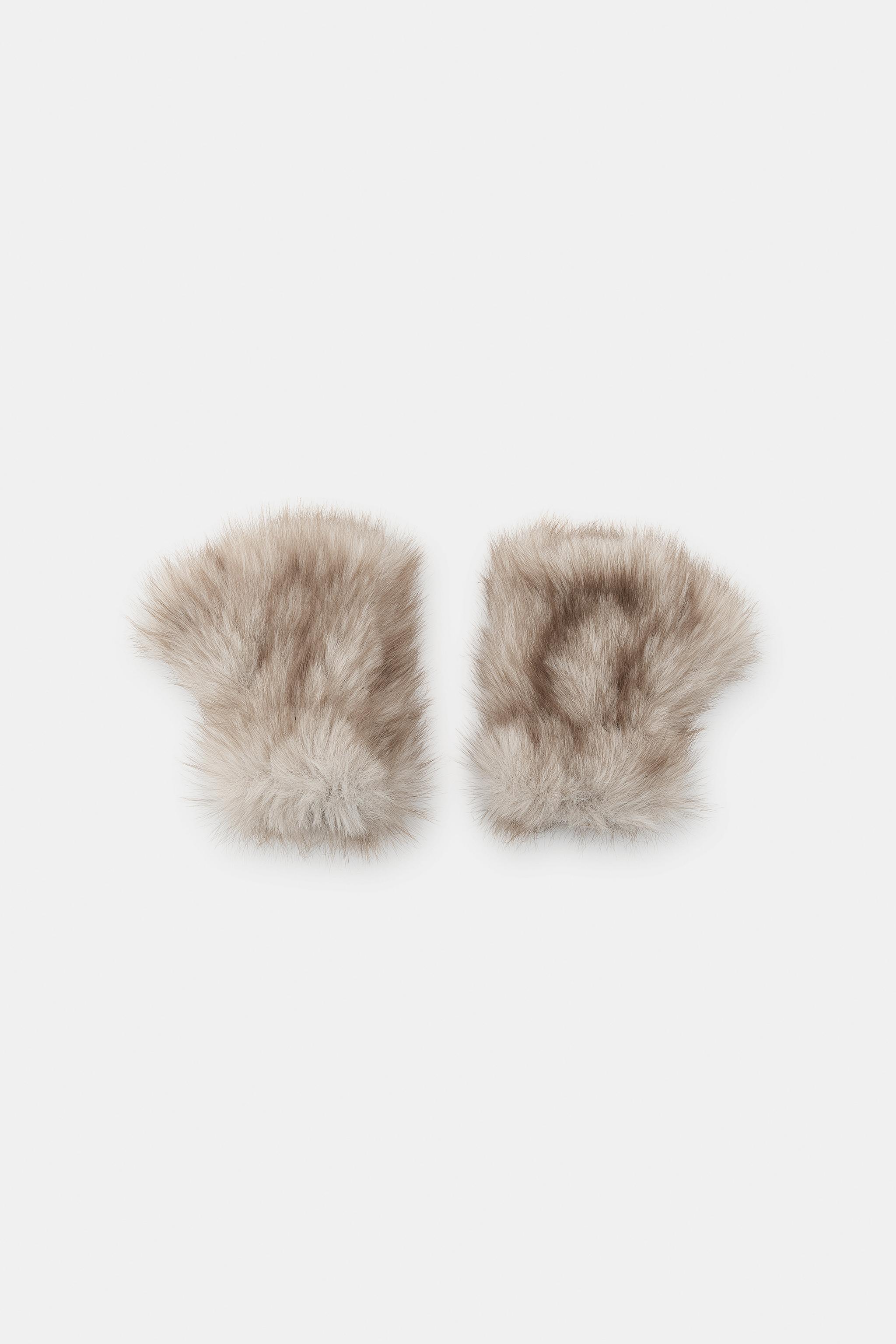 FAUX FUR SHORT MITTENS