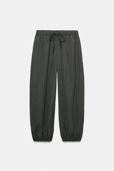 PANTALON BOUFFANT TISSU TECHNIQUE - Gris foncé de Zara