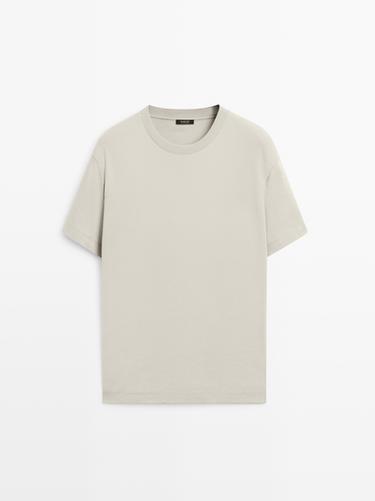 Zara 100% cotton medium weight T-shirt - Stone