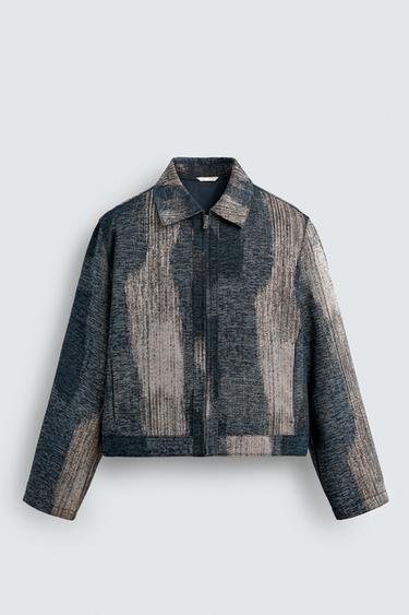 Zara ABSTRACT JACQUARD JACKET - Blue / Indigo