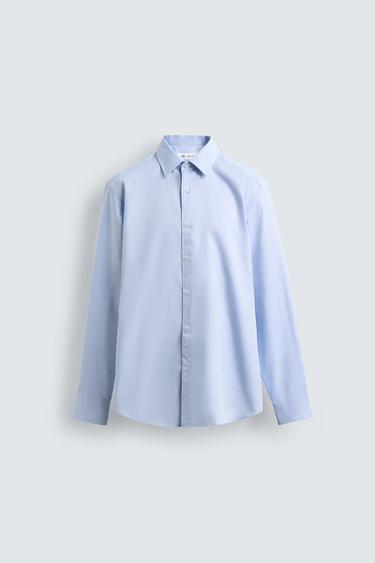 CAMISA SLIM FIT COM ESTRUTURA - Azul-celeste da Zara - Imagem 0