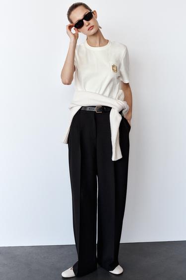 BROOCH CLASP T-SHIRT - White by Zara