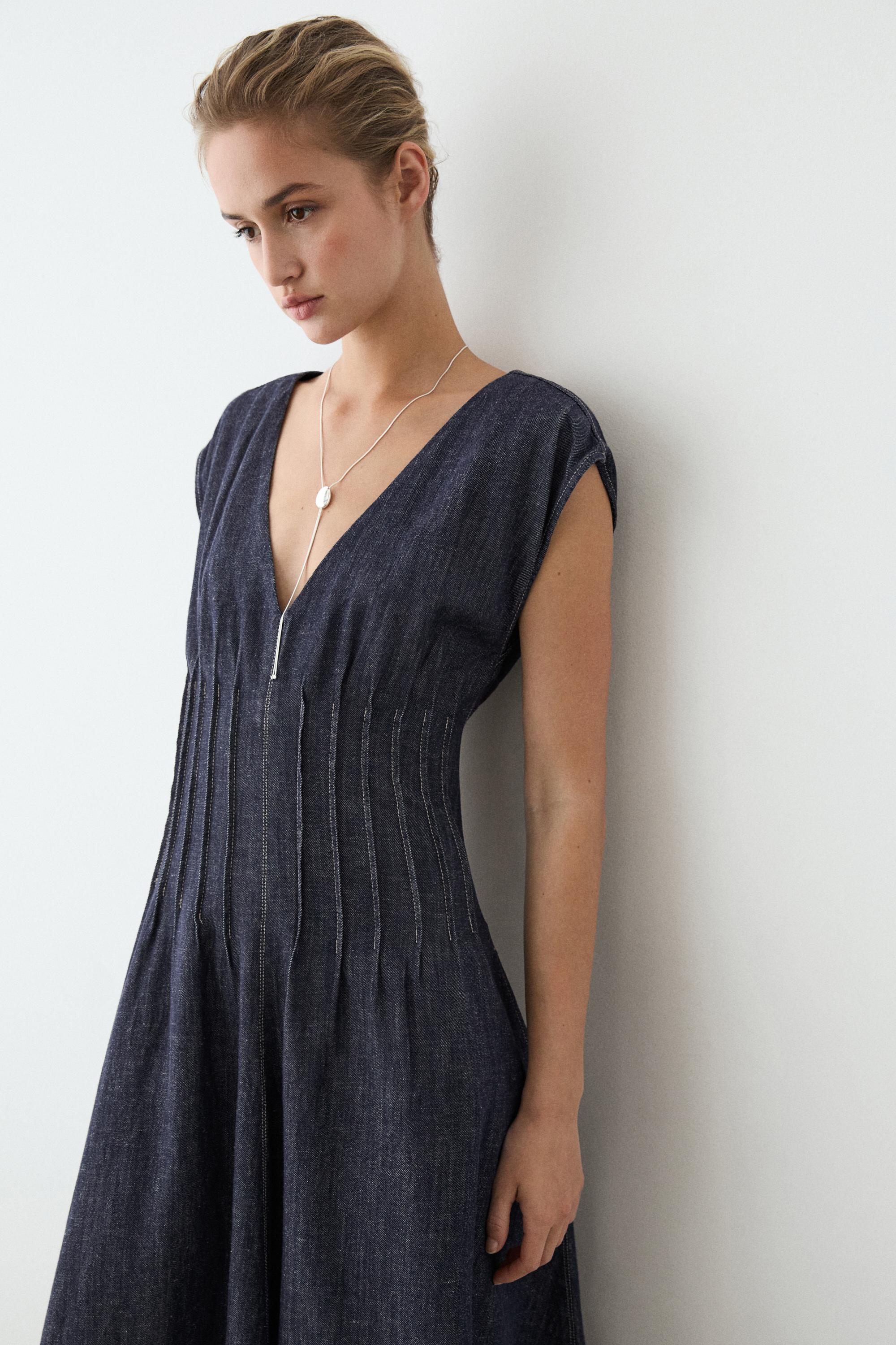 Denim midi dress - Blue | ZARA United States Denim midi dress - Blue | ZARA United States