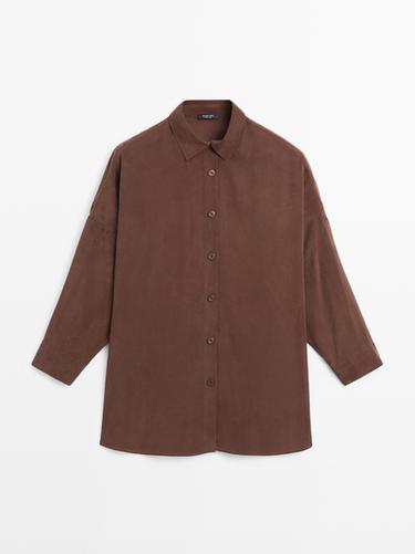Camisa larga fluida - Marrón de Zara
