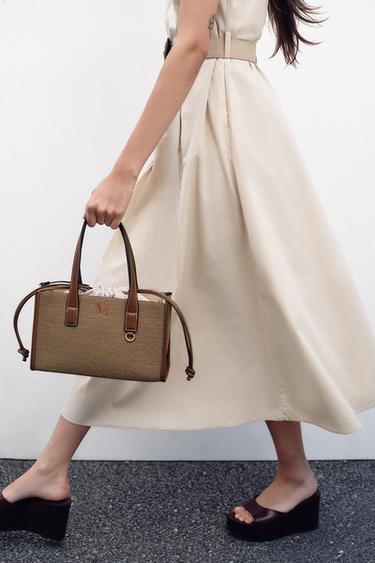 WOVEN TOTE BAG - Taupe Grey by Zara - Image 0