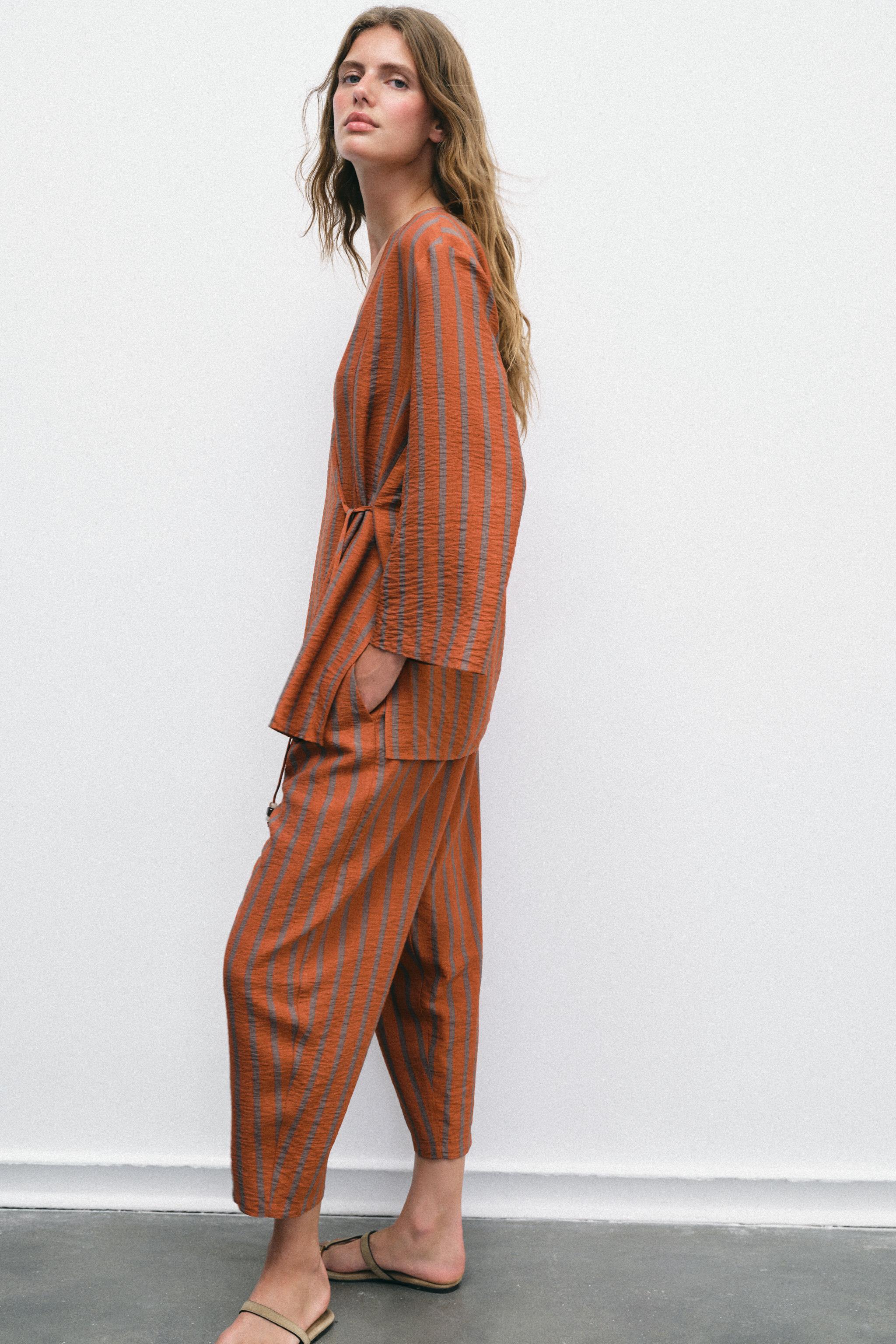 Женские брюки Zara ELASTIC WAIST STRIPED PANTS — фото 3