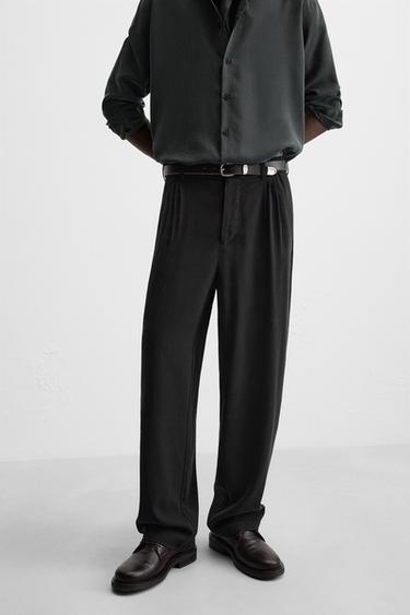 FLOWING TROUSERS WITH PLEATS - Anthracite grey by Zara - Image 4
