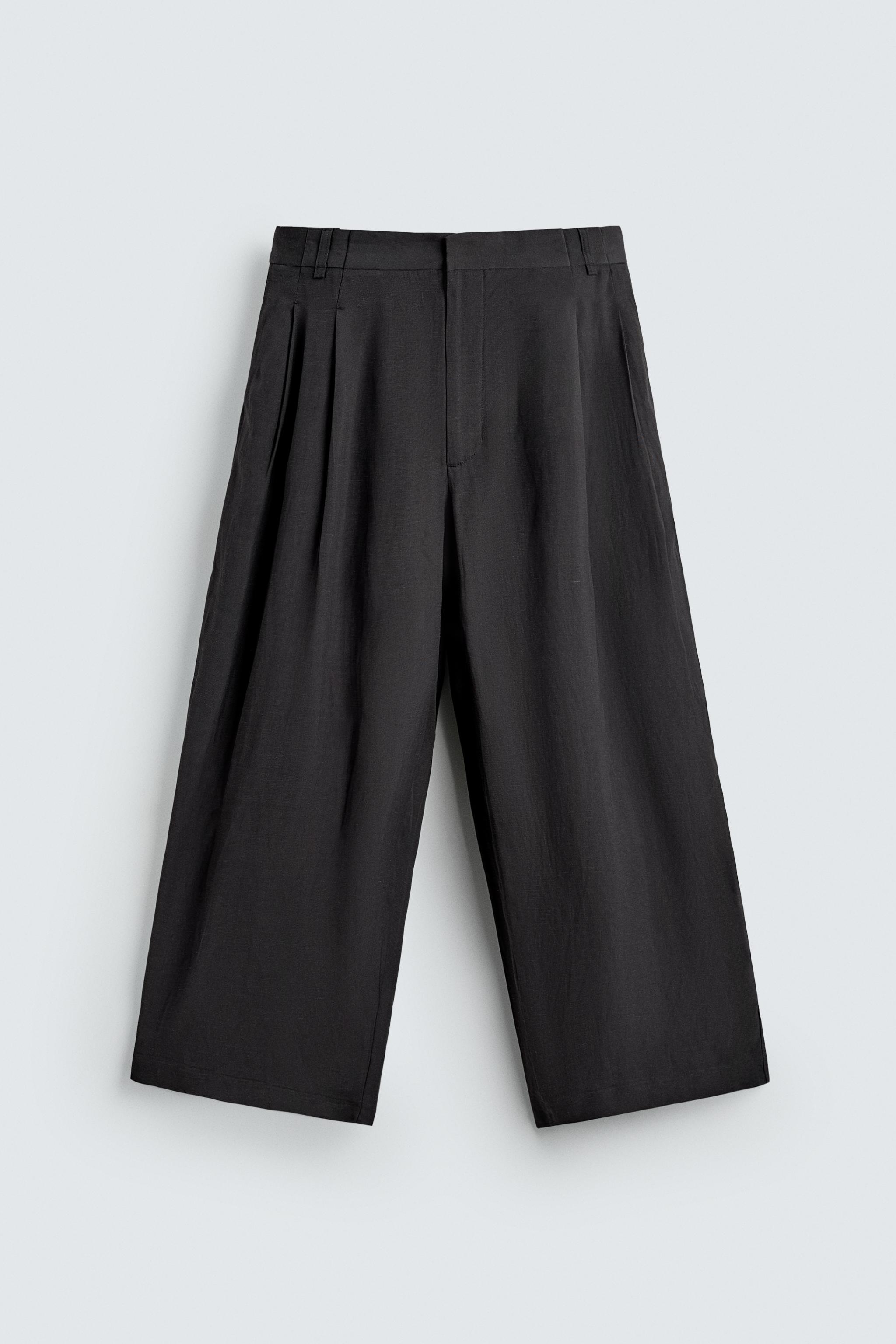 RELAXED FIT WIDE LEG SUIT PANTS - Anthracite grey | ZARA United States