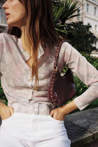 STUDDED SHOULDER BAG - Burgundy Red by Zara - Image 0