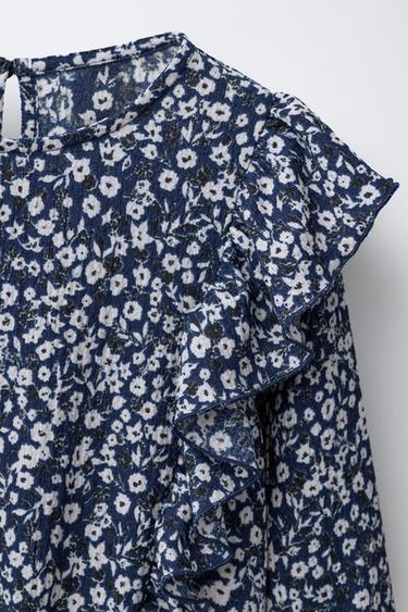 COTTON GAUZE FLORAL DRESS - blue/black by Zara - Image 2