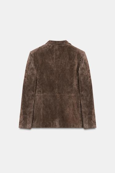 BLAZER CROISÉ 100 % CUIR - Kaki de Zara - Image 5