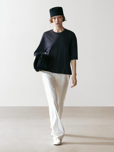 Zara Oversize cotton short sleeve T-shirt - Navy blue - Image 0