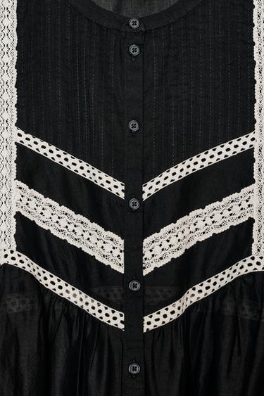 EMBROIDERED BLOUSE ZW COLLECTION - Black / White by Zara - Image 6