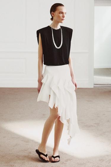 FLUID SLEEVELESS T-SHIRT WITH SHOULDER PADS - Black by Zara - Image 3