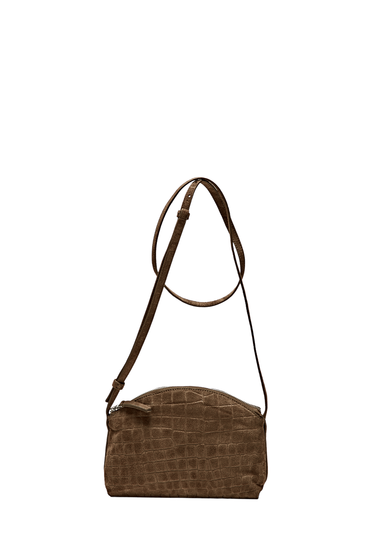 Split suede leather crossbody bag — Khaki
