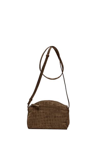 Split suede leather crossbody bag — Khaki 1