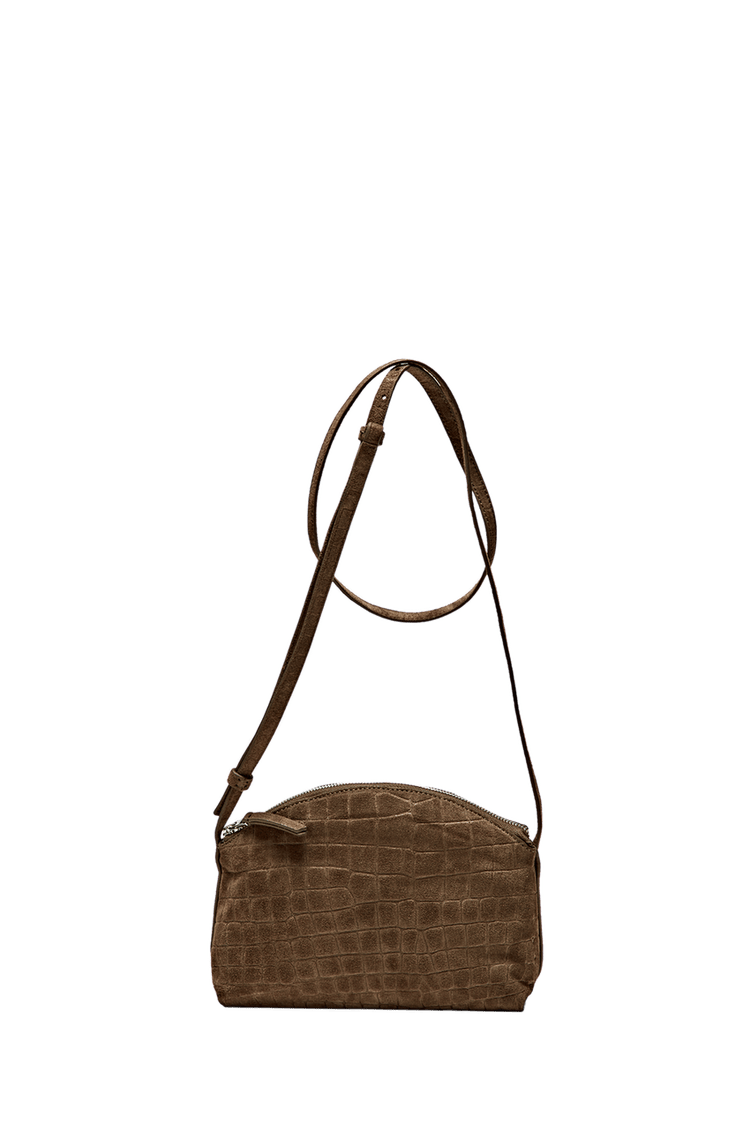 Split suede leather crossbody bag — Khaki