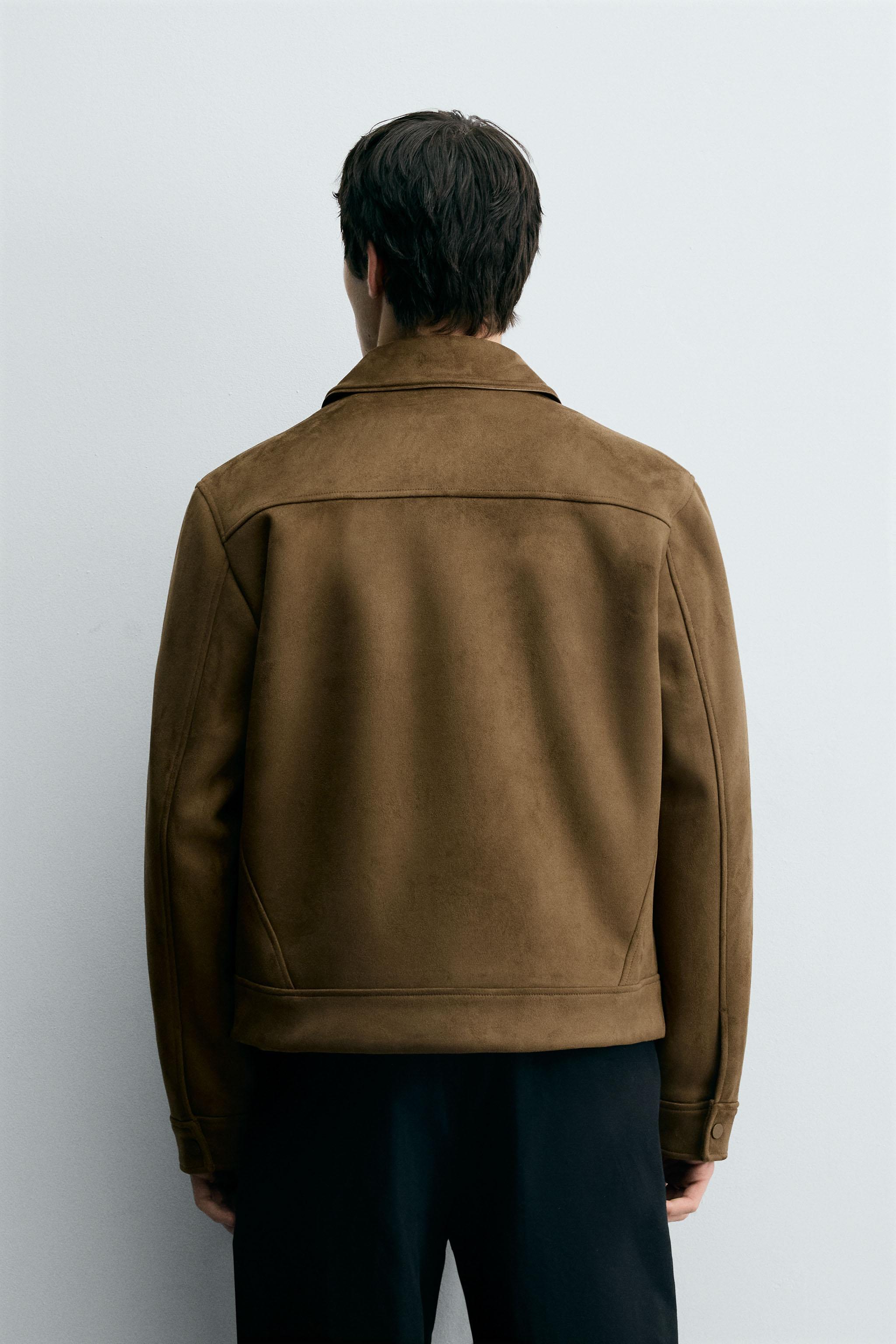 スウェードジャケット ZARA］フェイクスエード レギュラーフィット ジャケット (ZARA