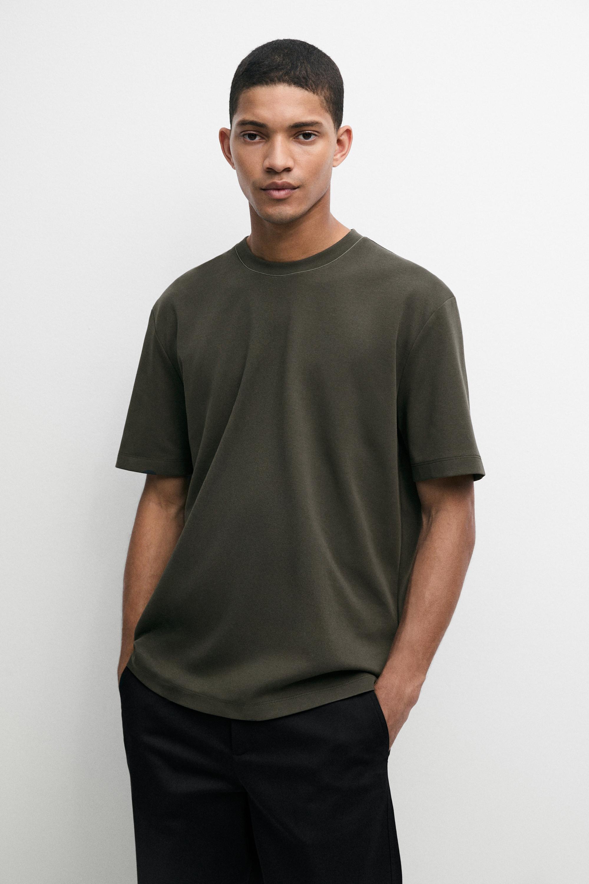 Contrast neck short sleeve T-shirt