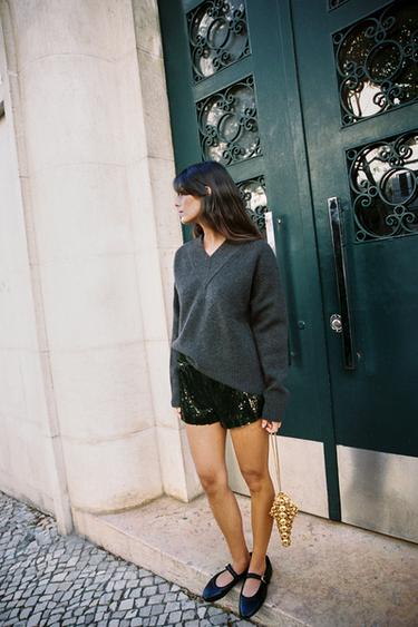 KNIT V-NECK JUMPER - Dark grey by Zara - Image 0