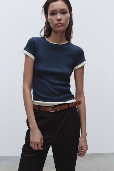 PANTALON DROIT AVEC CEINTURE - Noir de Zara - Image 2