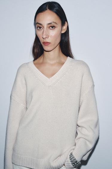 JERSEY LANA Y CASHMERE OVERSIZE - Crudo de Zara