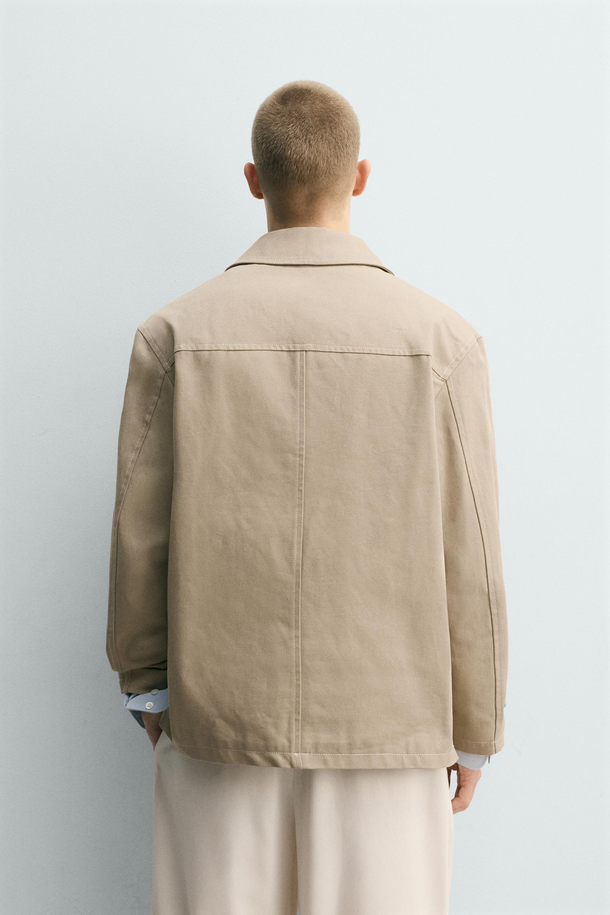 ステッチ入りテクスチャードシャツジャケット - ゴールデンブラウン