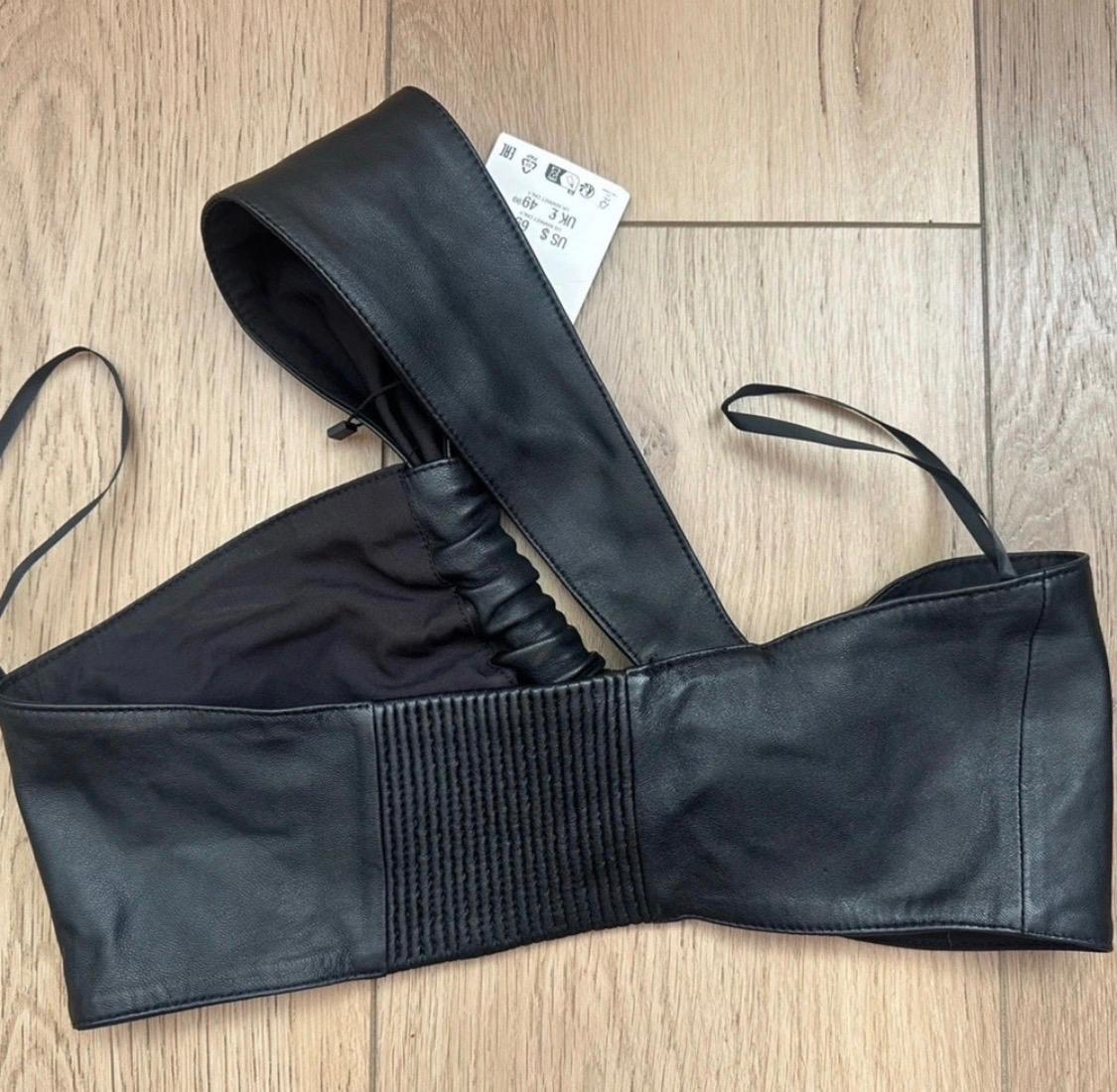 ZARA ASYMMETRIC WRAP LEATHER TOP BLACK BNWT SIZE SMALL - Image 2