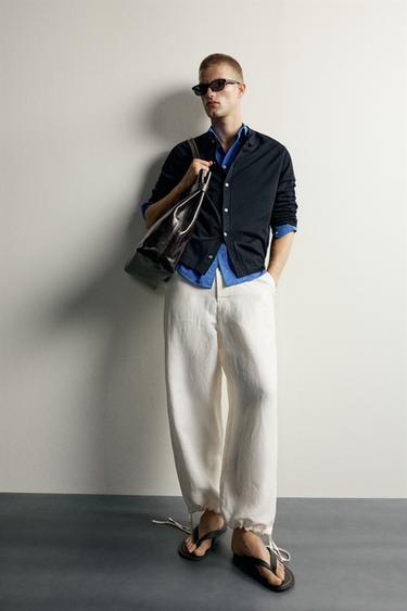 PANTALON COUPE DÉCONTRACTÉE LIN - VISCOSE - Écru de Zara - Image 4