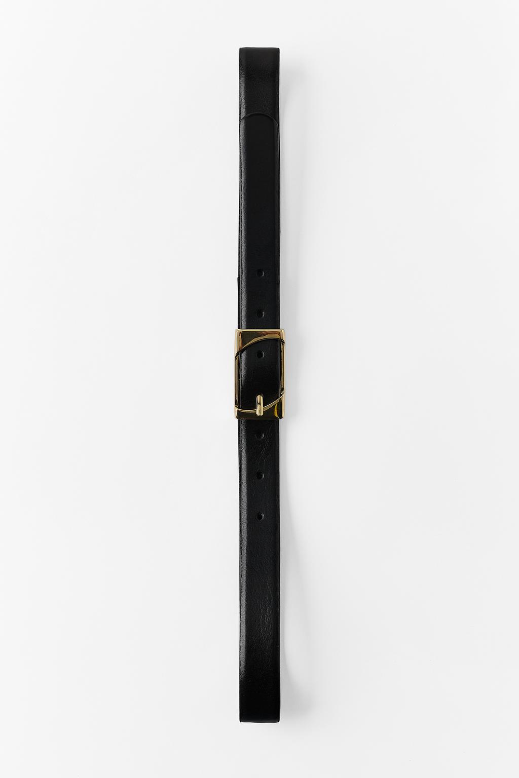 100% LEATHER BELT WITH RECTANGULAR BUCKLE