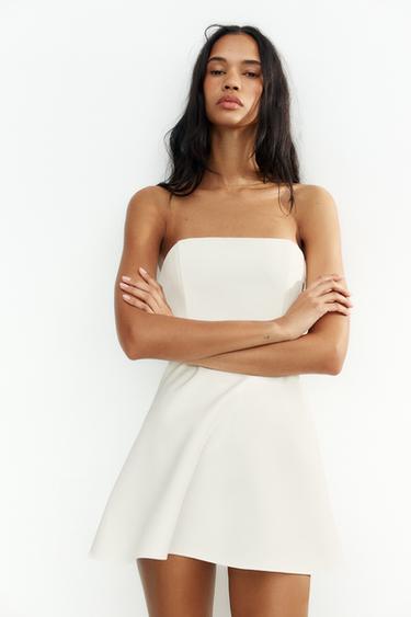 SHORT STRAPLESS DRESS - White by Zara