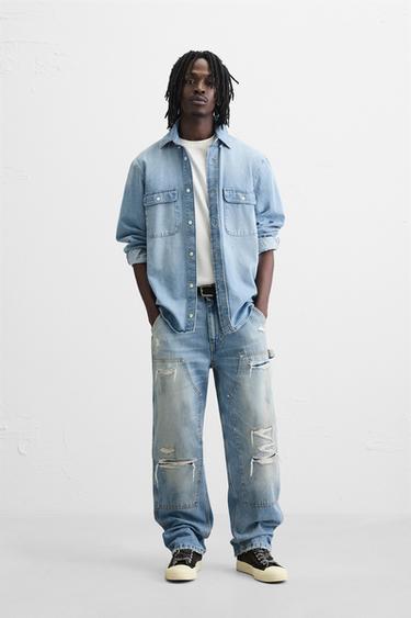 RELAXED FIT CARPENTER JEANS - Mid-blue by Zara - Image 0