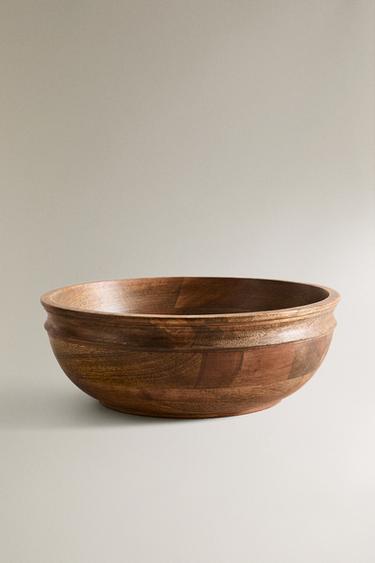 Zara MANGO WOOD SALAD BOWL - Light beige