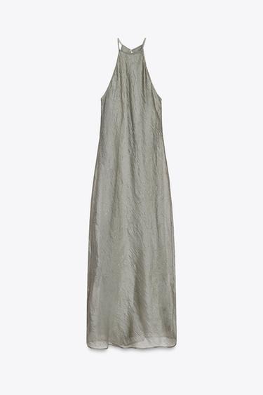 ROBE MIDI HALTER BRILLANTS - Gris moyen de Zara - Image 4