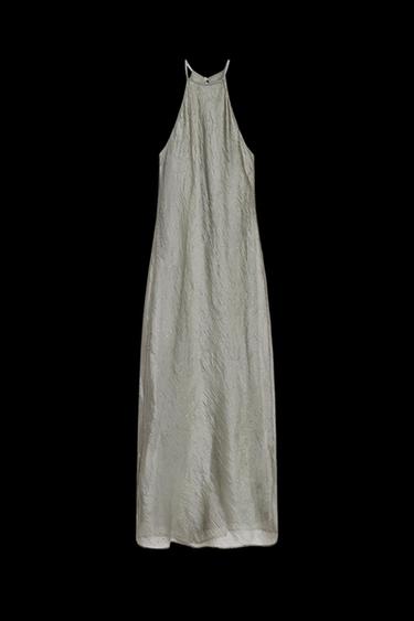 SHINY HALTER MIDI DRESS - Mid-grey by Zara - Image 0