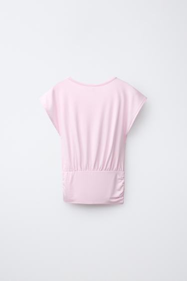 T-SHIRT FLUIDE À CEINTURE - Rose pastel de Zara - Image 1