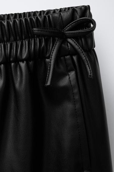 FAUX LEATHER TROUSERS WITH BOWS - Black by Zara - Image 2