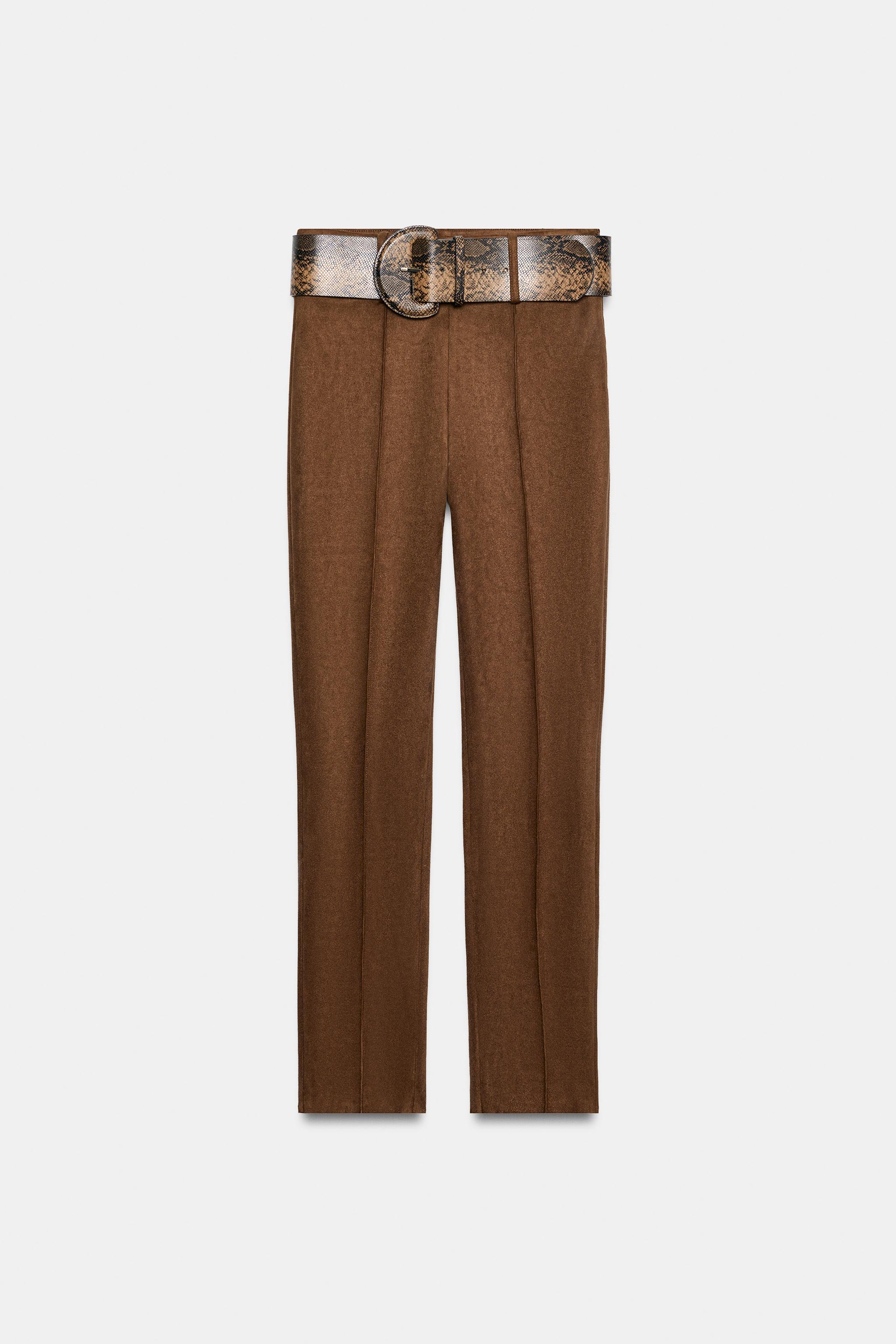 SUEDE-EFFECT BELTED LEGGINGS