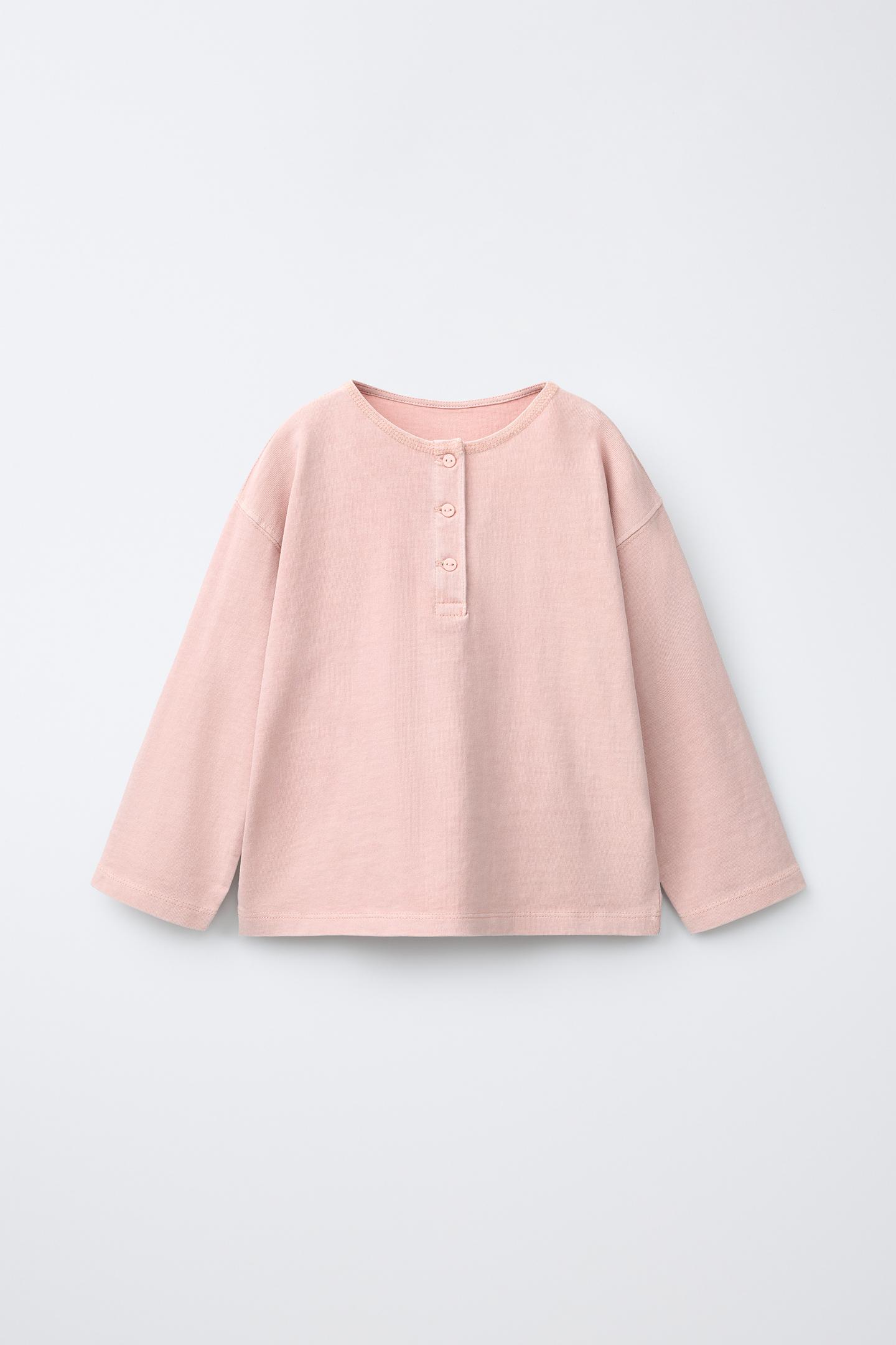 Футболка Zara Henley, цвет: Розовый — фото 2