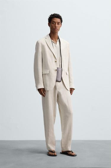 100% LINEN SUIT TROUSERS - Sand by Zara