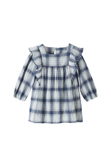 CHECKED DRESS WITH FRILL