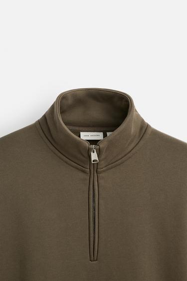 SWEAT À COL ZIPPÉ HEAVY WEIGHT - Marron / Vert de Zara - Image 7