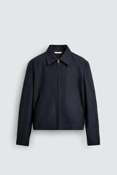 CROPPED FIT COTTON JACKET - Navy blue by Zara - Image 6
