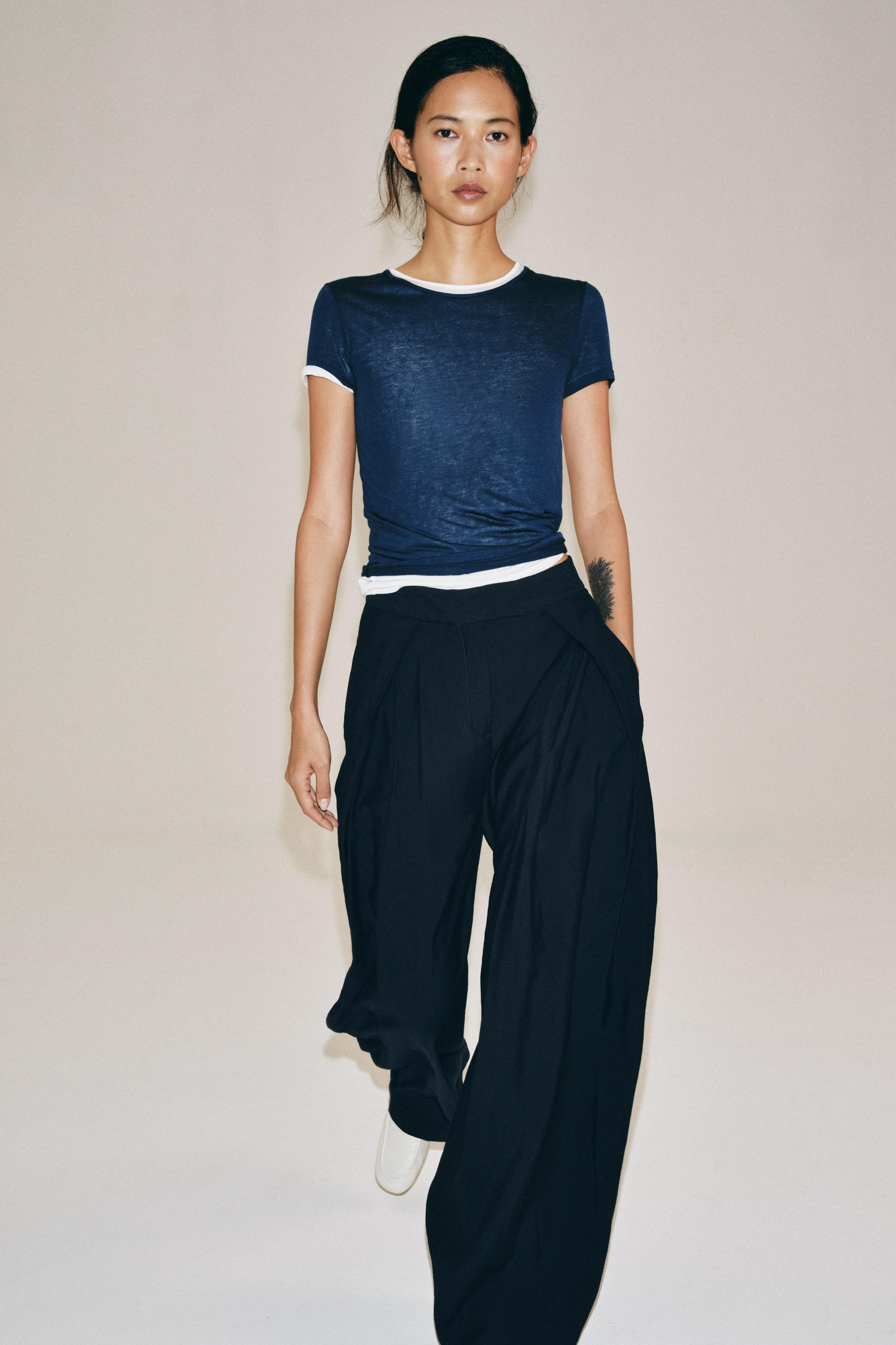 Zara ZW COLLECTION PENSLİ GENİŞ PAÇA PANTOLON görsel 7