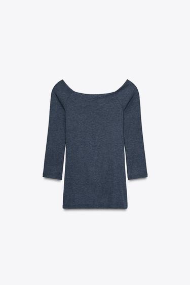 BOAT NECK T-SHIRT - Blue by Zara - Image 5