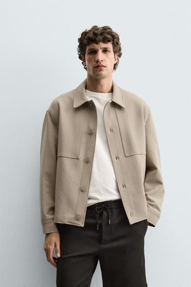 Zara BOXY FIT OVERSHIRT - Light tan