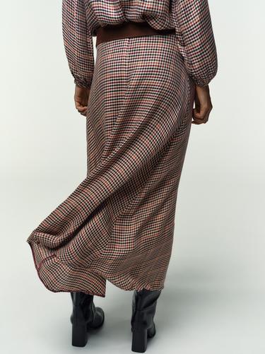 JUPE À CARREAUX AVEC CEINTURE - Marron / Écru de Zara - Image 5