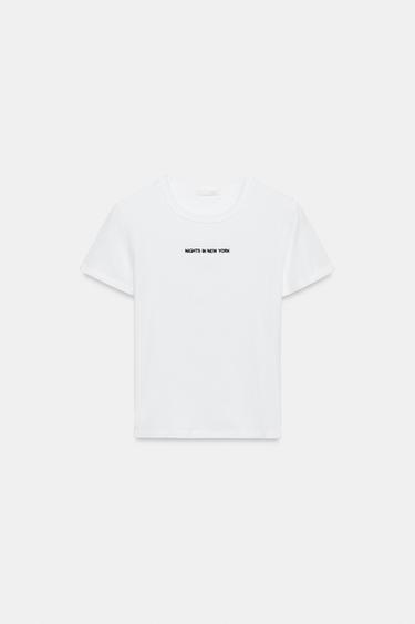 T-SHIRT MANCHES COURTES INSCRIPTION - Blanc de Zara - Image 2