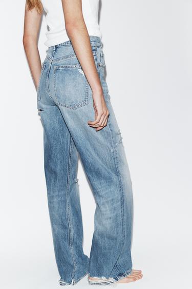 JEANS TRF WIDE LEG DÉCHIRURES TAILLE HAUTE - Bleu de Zara - Image 2