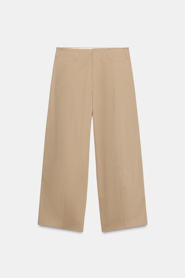 Zara TAPERED ZW COLLECTION PANTS - Light whiskey